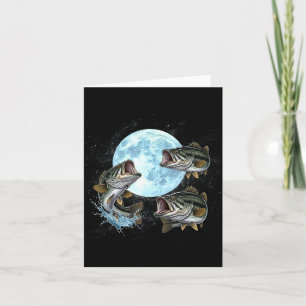 Bass fish howling to the moon vintage angler card