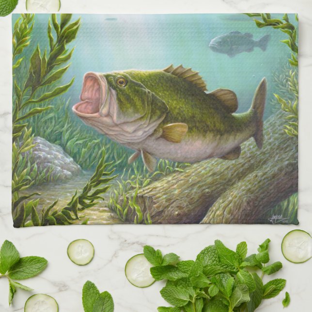 Bass Fish Kitchen Towel (Folded)