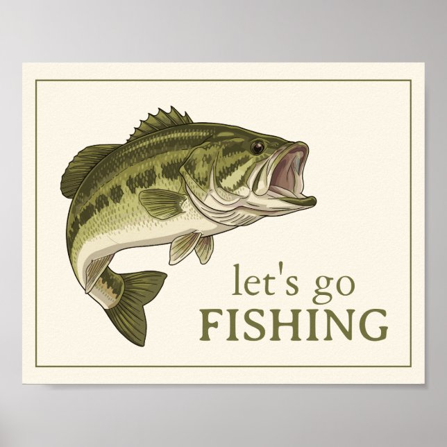Bass Fish Let's Go Fishing Personalized Poster (Front)