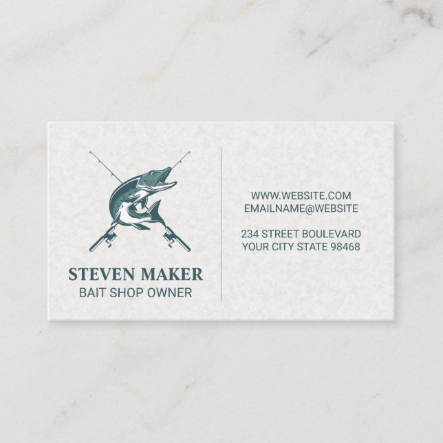 Bass Fish Logo and Fishing Poles Business Card (Front)
