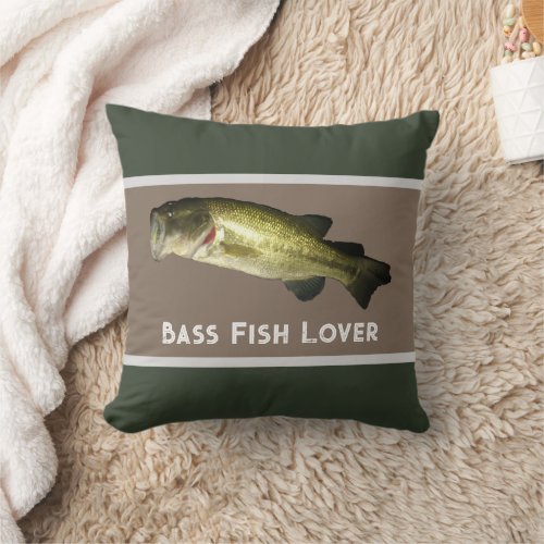 Bass Fish Lover Masculine Green Black Custom Throw Pillow