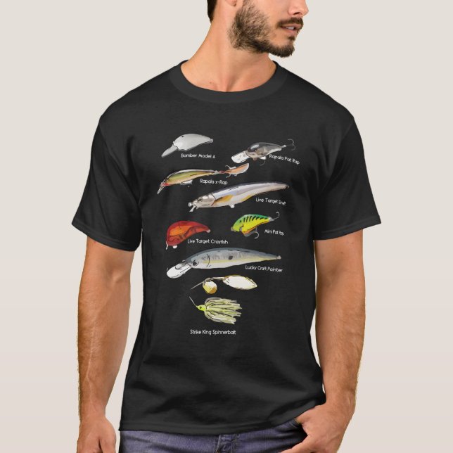 Bass Fish Lures Baits Fishing T-Shirt (Front)