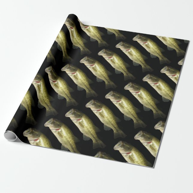 Bass Fish Men's Black Birthday Wrapping Paper (Unrolled)