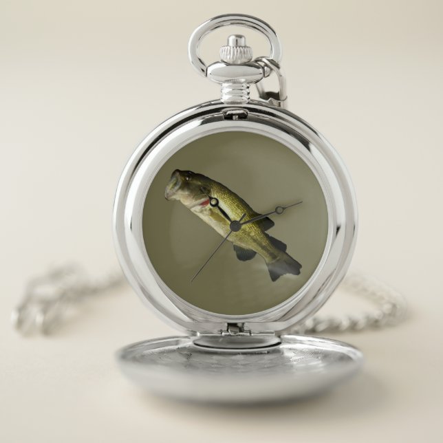 Bass Fish Mens Pocket Watch (Inside)
