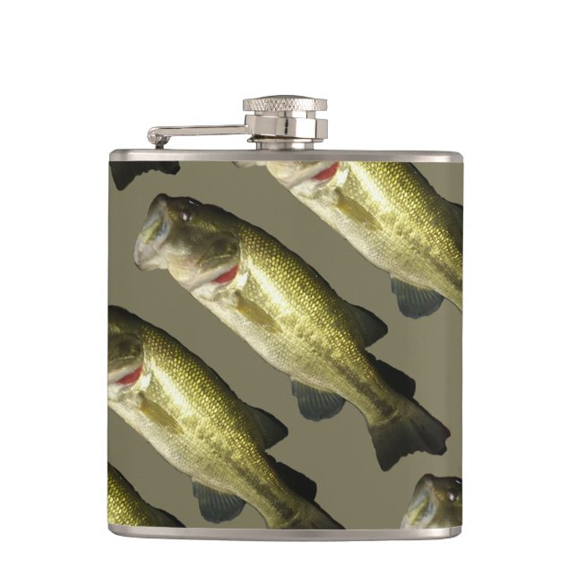 Bass Fish Modern Stylish Mens Flask (Front)