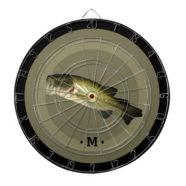 Bass Fish Monogram Mens  Dart Board (Front)