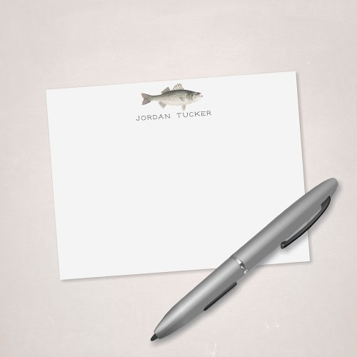 Bass Fish Outdoorsman Fisherman Custom Name Note Card