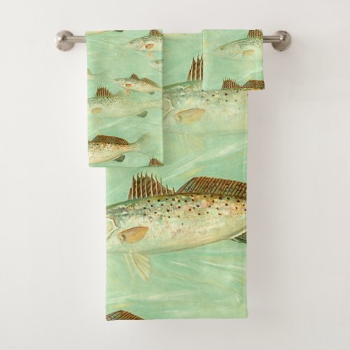 Bass Fish Pattern Bath Towel Set