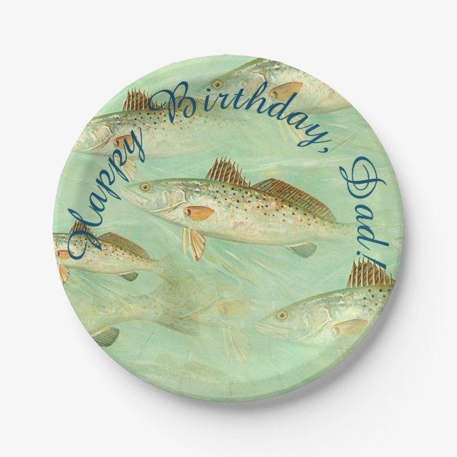 Bass Fish Pattern  Paper Plates (Front)