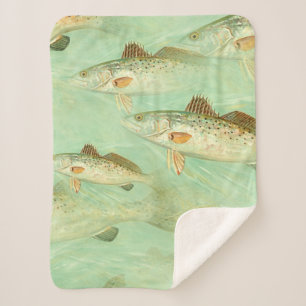 Bass Fish Pattern Sherpa Blanket