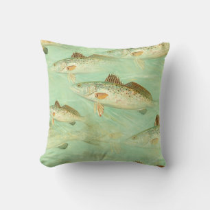 Bass Fish Pattern Throw Pillow