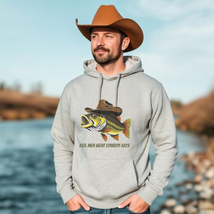 Bass Fish Reel Men Wear Cowboy Hats Hoodie