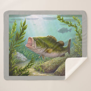 Bass Fish Sherpa Blanket