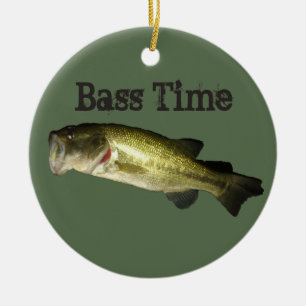 Bass Fish Time Men's Christmas Ceramic Ornament