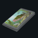 Bass Fish Trifold Wallet<br><div class="desc">A big-mouth bass fish in a near magical setting of grass and sparkling sand. By Amanda Diehl,  Paxdomino Designs.</div>