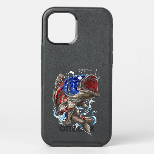 Bass Fish US American Flag Patriotic Fishing Fishe OtterBox Symmetry iPhone 12 Pro Case