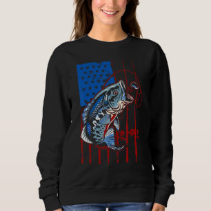 Bass Fish Us American Flag Patriotic Fishing Fishe Sweatshirt