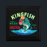 Bass Fish Wearing a Crown on a Black Background Gift Box<br><div class="desc">This vintage crate label of a bass fish wearing a crown on a black background will please any vintage art lover. It is an advertisement for KingFish Peas. The colors are very vivid and sharp. Choose this artprint on your product today.</div>