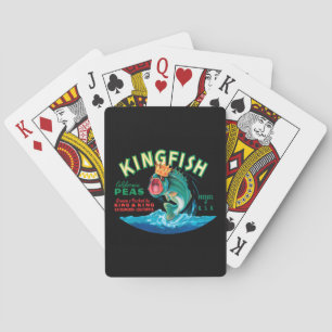Bass Fish Wearing a Crown on a Black Background Poker Cards