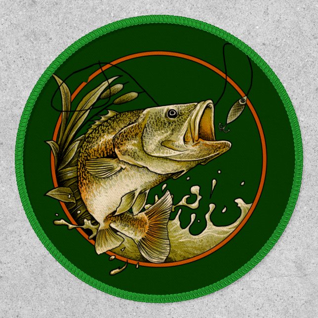 Bass Fisherman Almost Fish On Fishing Patch (Front)