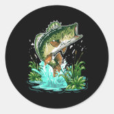 Large Mouth Bass explodes from the water Square Sticker