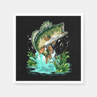 Bass Fisherman Large Mouth Bass Fishing Napkins