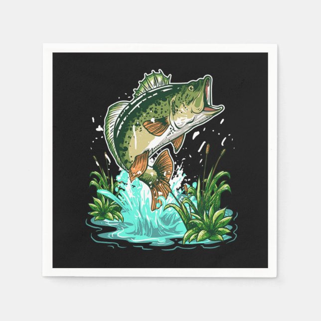 Bass Fisherman Large Mouth Bass Fishing Napkins (Front)