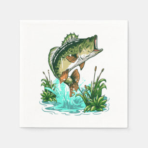 Bass Fisherman Large Mouth Bass Fishing Napkins