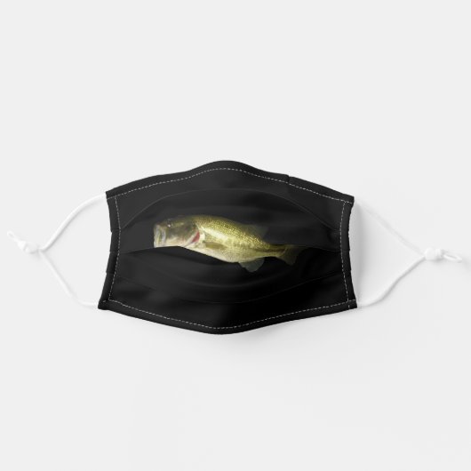 Bass Fisherman Outdoor Sport Black Adult Cloth Face Mask (Front, Unfolded)