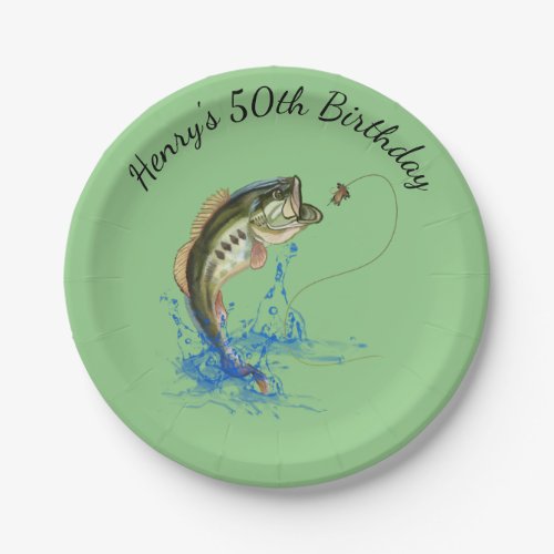 Bass Fishing 50th Birthday Party Paper Plates