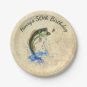 Bass Fishing 50th Birthday Party Paper Plates