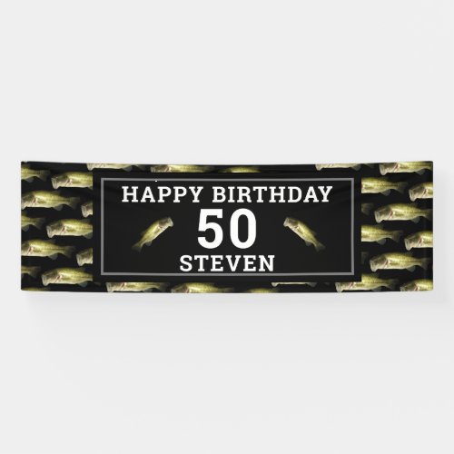 Bass Fishing 50th Happy Birthday Personalized Banner