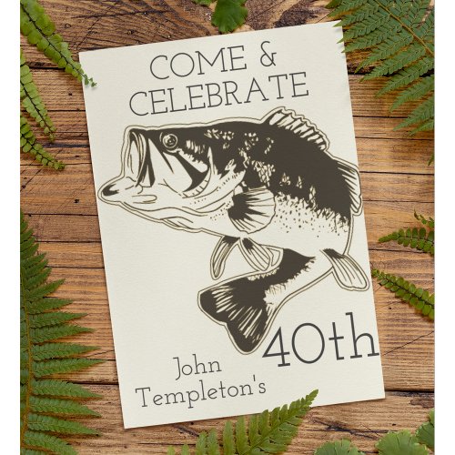 Bass Fishing Adult Mens Birthday Sports Outdoors Invitation