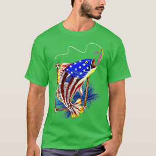Bass Fishing American Flag Fish Funny Fathers Day T-Shirt