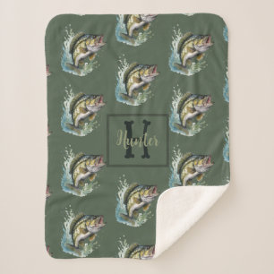 Bass Fishing Baby Name Blanket