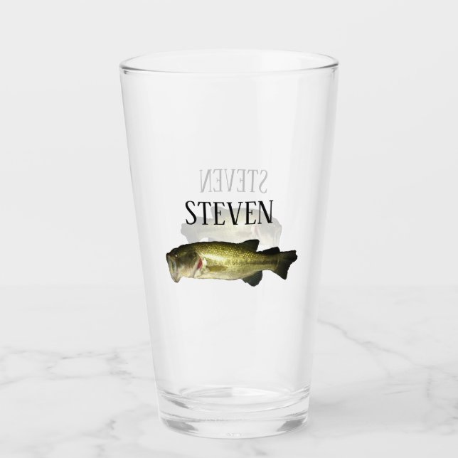 Bass Fishing Beer Mug Personalized Glass (Front)