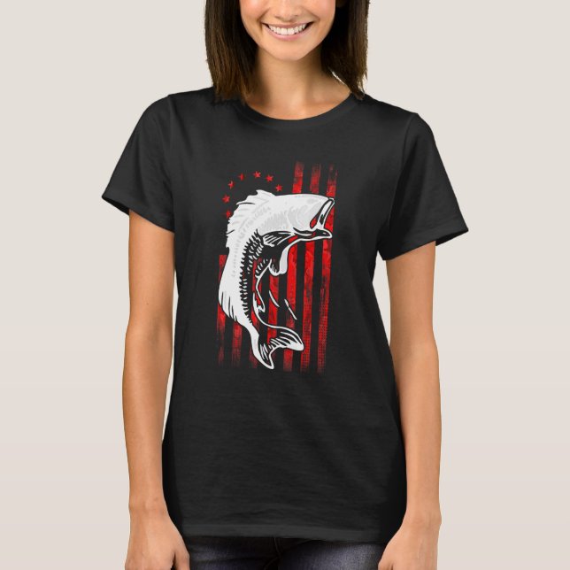 Bass Fishing Betsy Ross Early American Flag For Fi T-Shirt (Front)