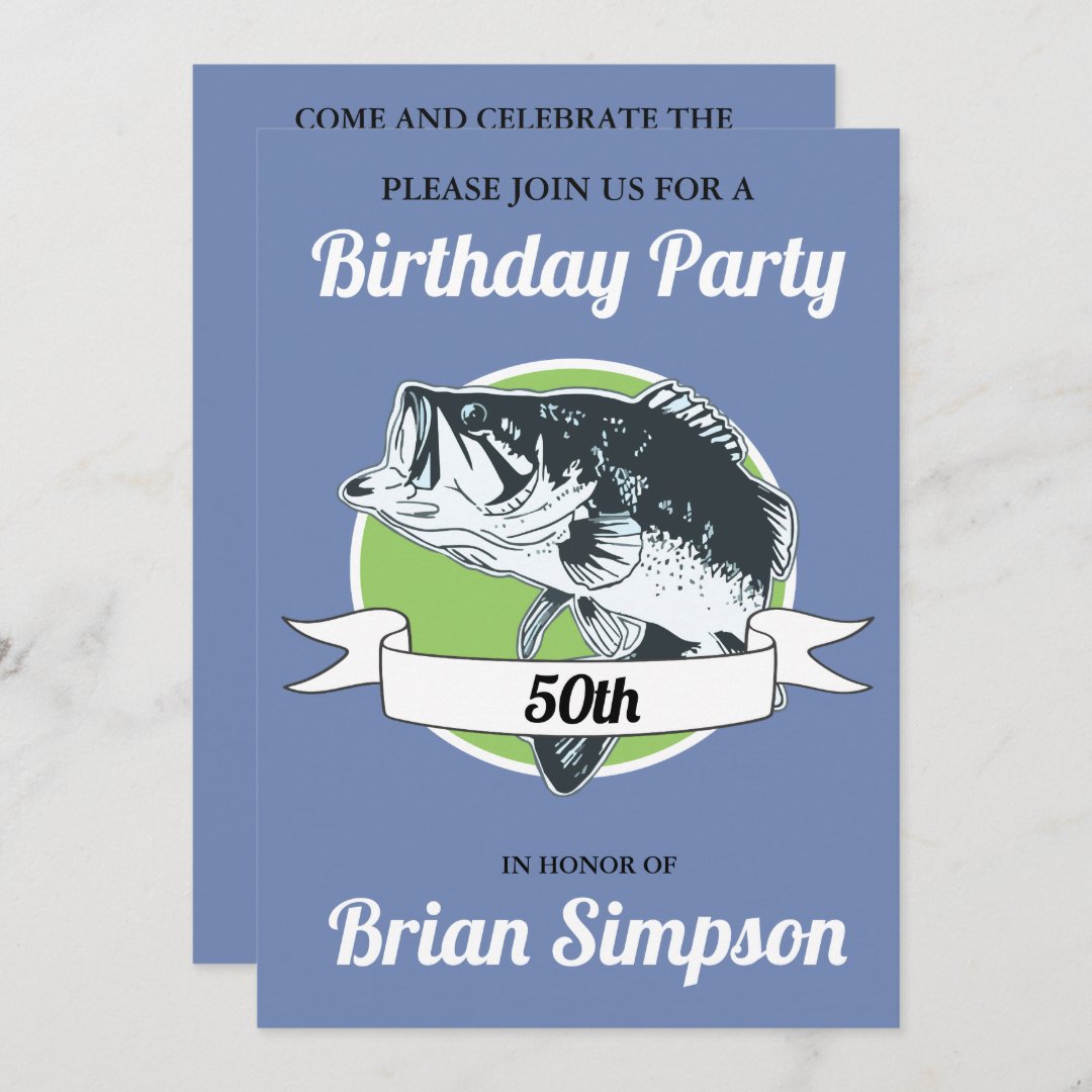 Bass Fishing Birthday Men's Hobby Invitation | Zazzle