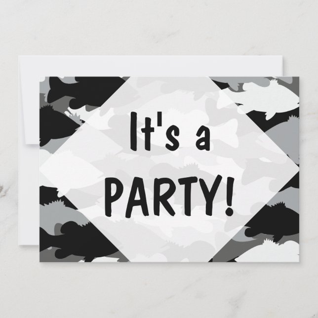 Bass Fishing Black Camo Invitation (Front)