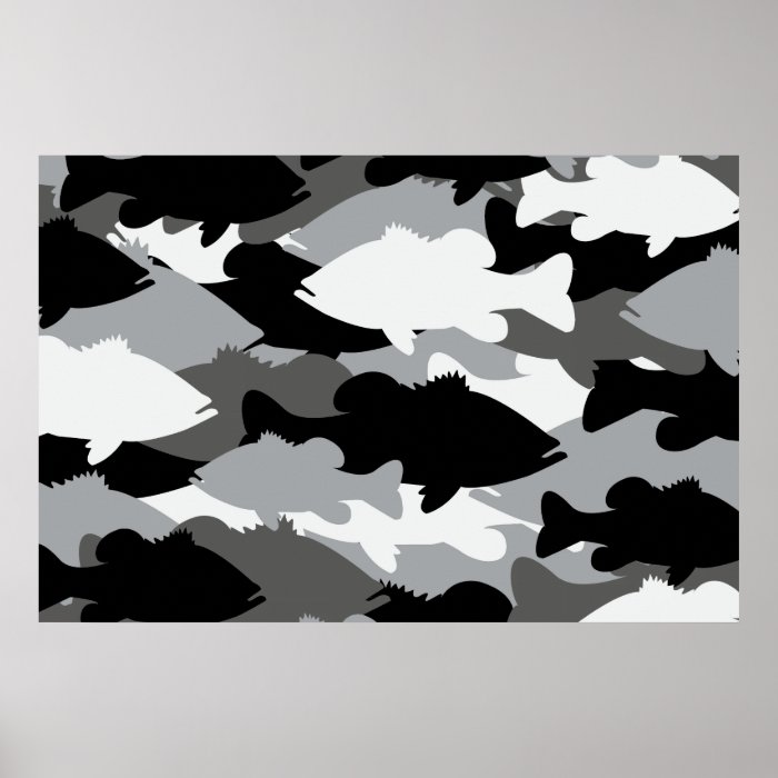 Bass Fishing Black Camo Print