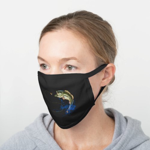 Bass Fishing Black Cotton Face Mask