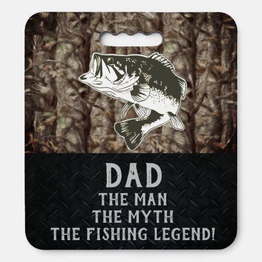 Bass Fishing Camouflage Sports Hobby Dad Legend Seat Cushion (Front Vertical)