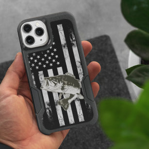 Bass Fishing Cool Largemouth American Flag OtterBox iPhone 14 Case