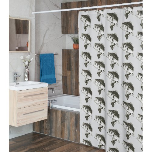 Bass Fishing Cool Sports Mens Pattern Hobby Shower Curtain