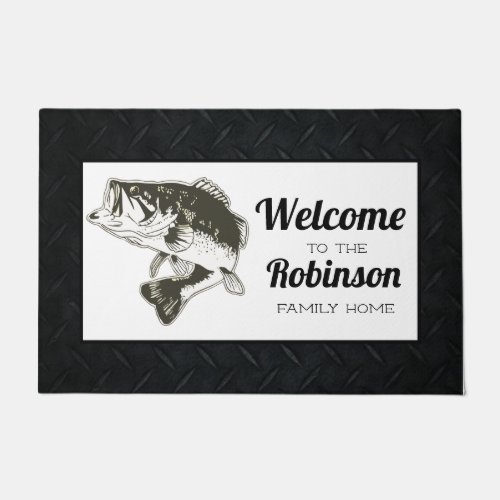 Bass Fishing Family Name Welcome Mat