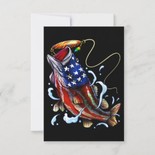 Bass Fishing Fish American Flag Patriotic Fishing Note Card