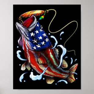 Patriotic Flag Bass Fishing Fly Fishing Angler Decal Sticker