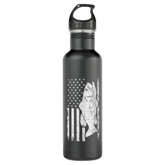 Bass Fishing Fish Usa  Stainless Steel Water Bottle (Front)