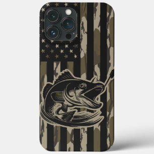 Bass Fishing Fisherman Camo Flag Bottomland Camo iPhone 13 Pro Max Case