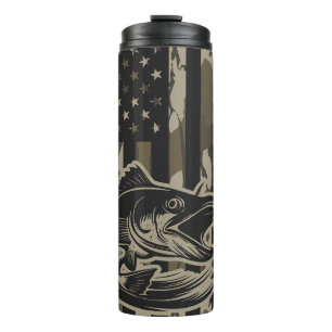 Bass Fishing Fisherman Camo Flag Bottomland Camo Thermal Tumbler